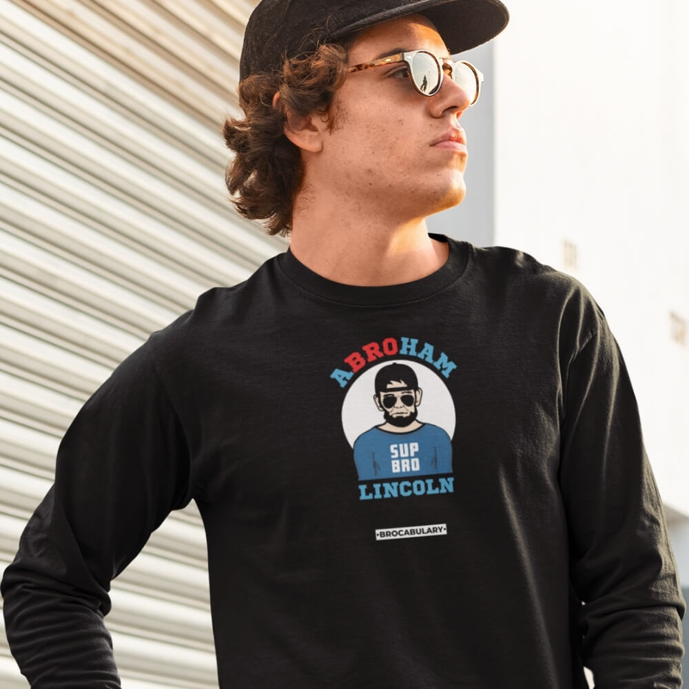 ABROham Lincoln SUP BRO Long Sleeve Shirt for Bros - Black