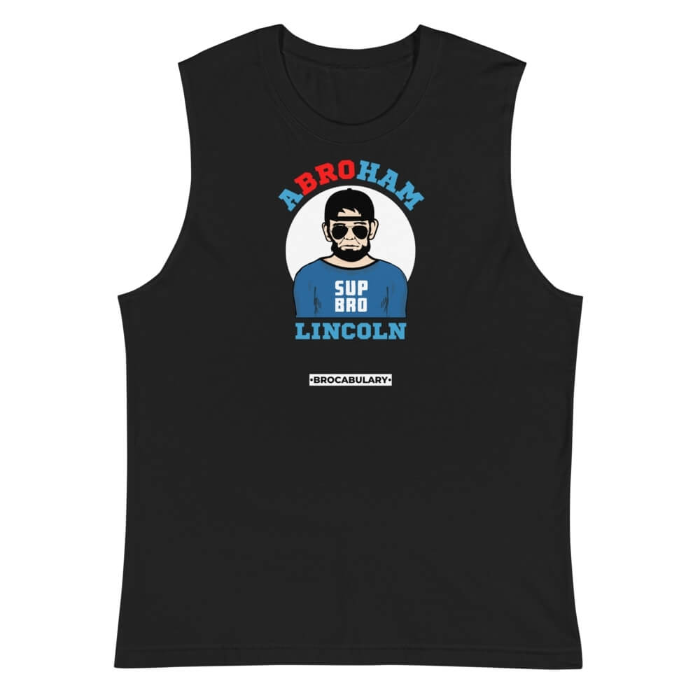 ABROham Lincoln SUP BRO Sleeveless Muscle Shirt for Bros - Black