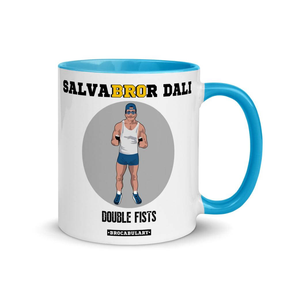 Blue Meme Coffee Mug for Bros - SalvaBROr Dali Double Fists