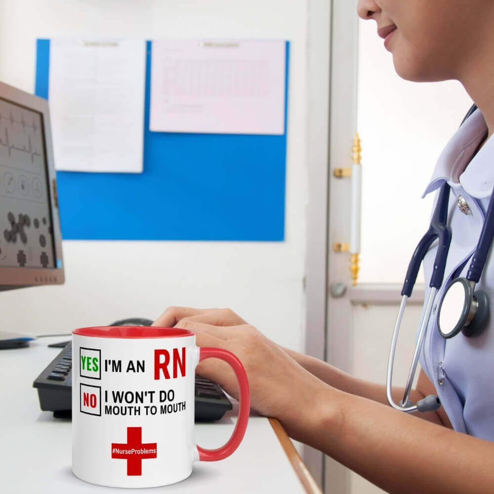 Coffee Mug for Nurses - Yes I'm an RN - Red
