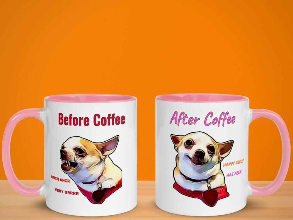 Lily Lu Angry Chihuahua Meme Color Coffee Mug - Pink