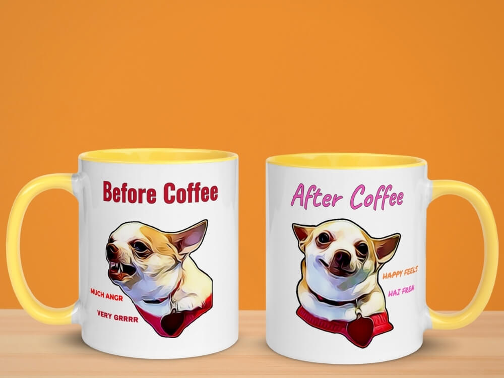 Lily Lu Angry Chihuahua Meme Color Coffee Mug - Yellow
