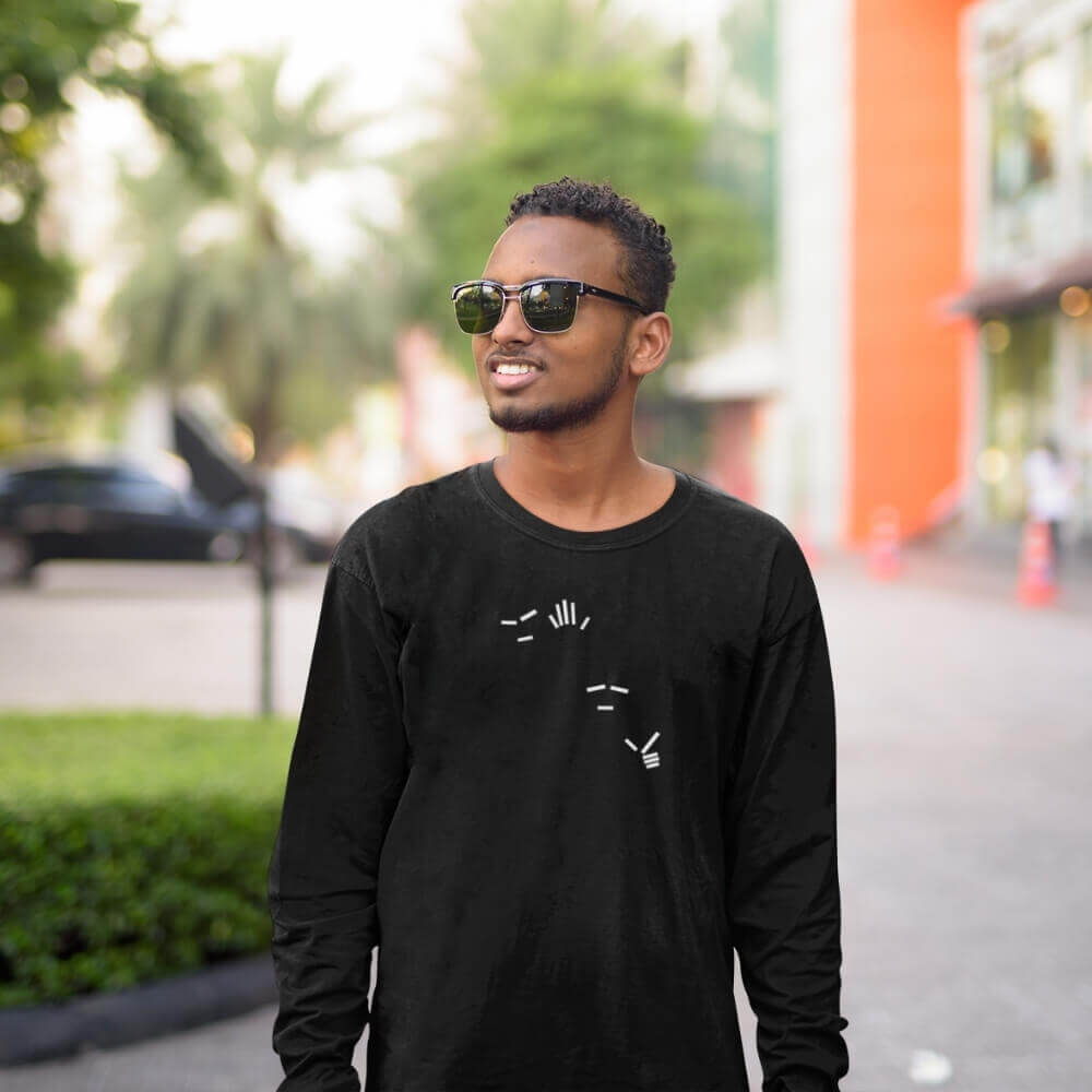 Minimalist Reaction Meme Long Sleeve Shirt for the Refined Memer - Black