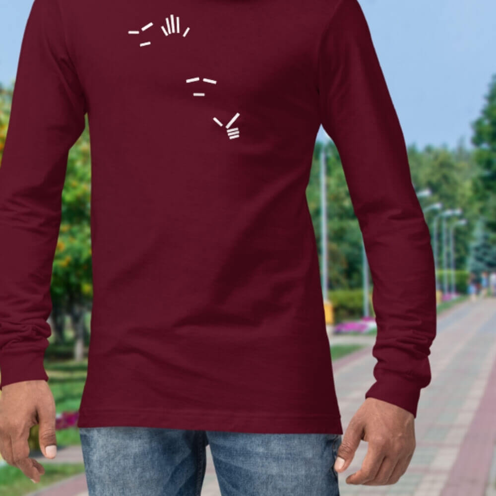 Minimalist Reaction Meme Long Sleeve Shirt for the Refined Memer - Maroon