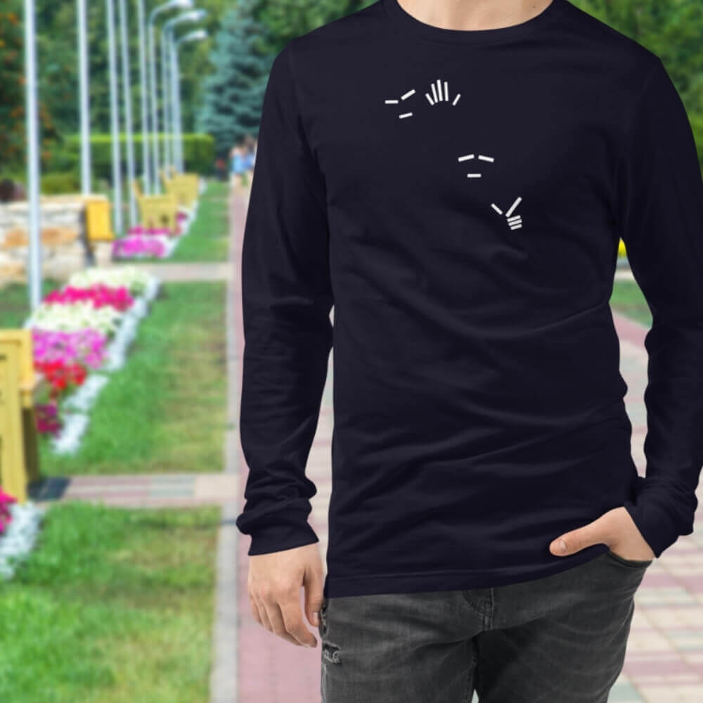 Minimalist Reaction Meme Long Sleeve Shirt for the Refined Memer - Navy