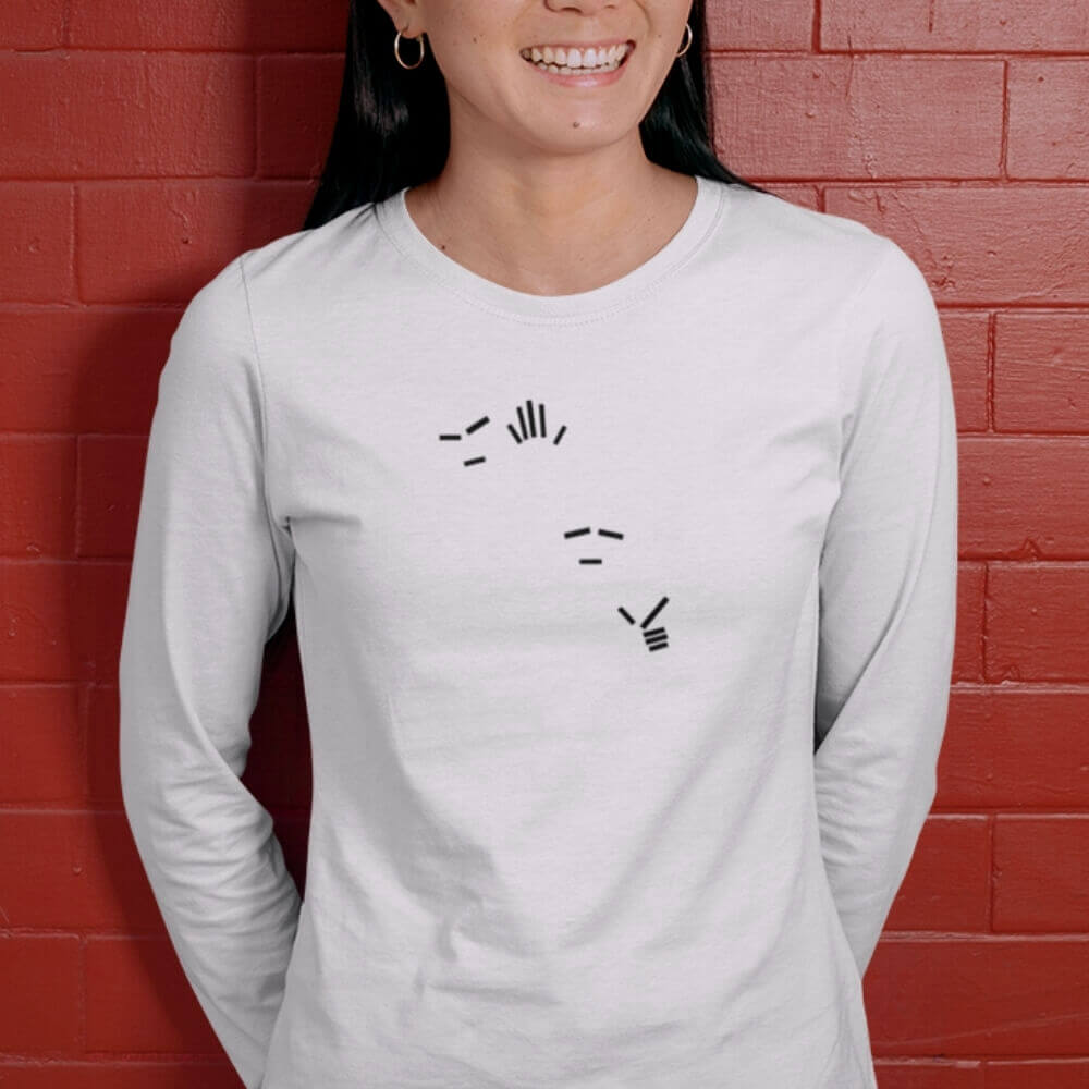 Minimalist Reaction Meme Long Sleeve Shirt for the Refined Memer - White