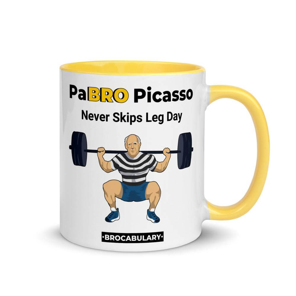PaBRO Picasso Never Skips Leg Day - Yellow Color Coffee Mug for Bros