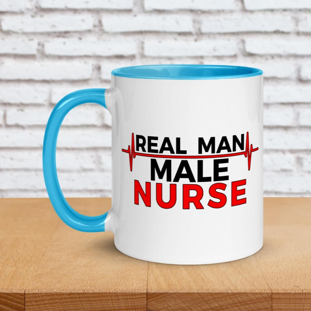 Real Man, Male Nurse - Color Coffee Mug for Male Nurses - Blue