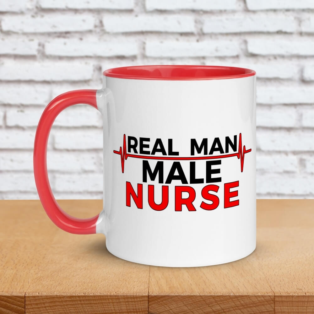 Real Man, Male Nurse - Color Coffee Mug for Male Nurses - Red