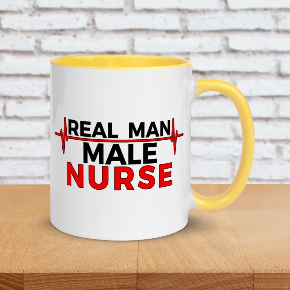 Real Man, Male Nurse - Color Coffee Mug for Male Nurses - Yellow