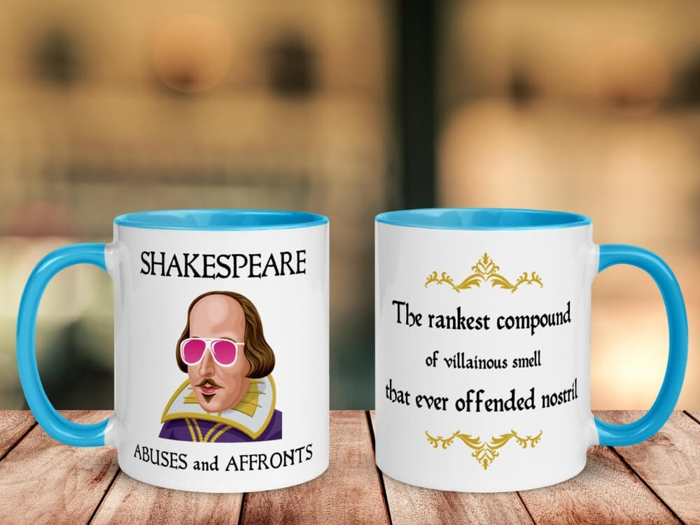 Shakespeare Insult Coffee Mug - The Rankest Compound of Villainous Smell - Blue