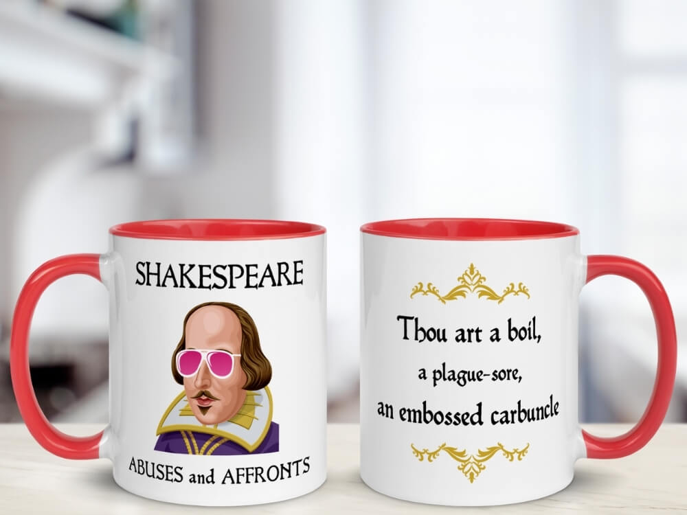 Shakespeare Insult Coffee Mug - Thou Art A Boil - Red