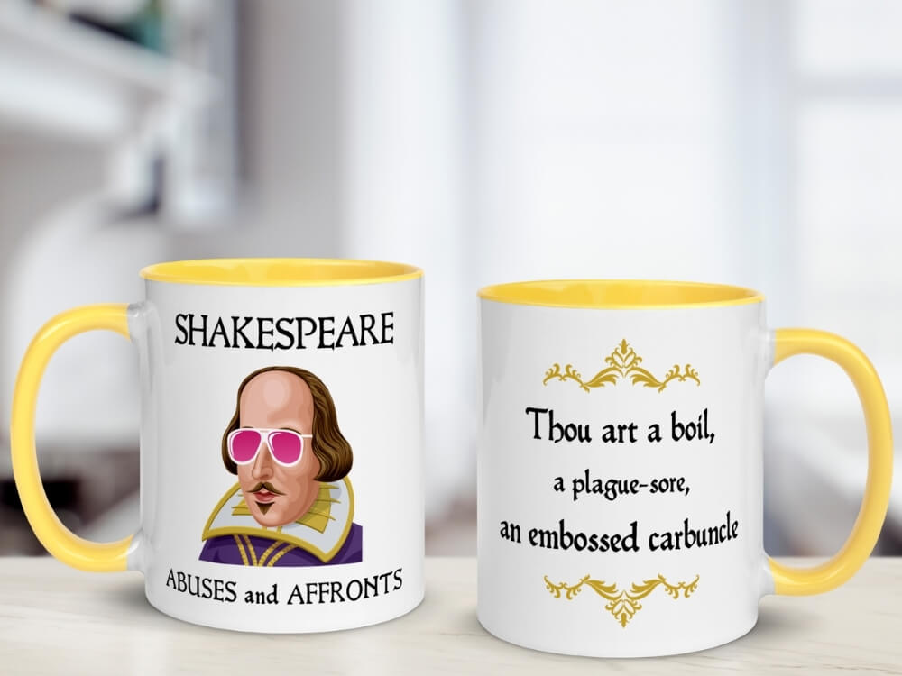 Shakespeare Insult Coffee Mug - Thou Art A Boil - Yellow