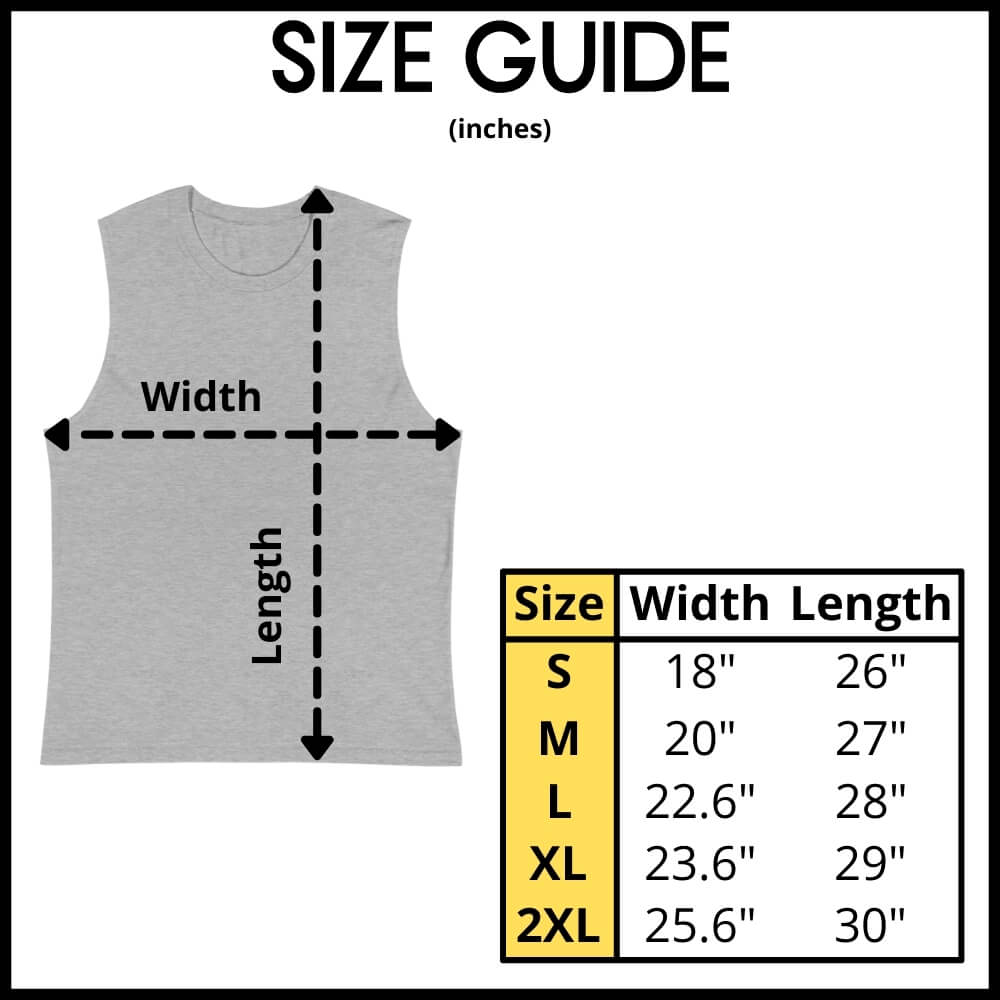 ShopForMeme Size Chart - Sleeveless Workout Shirt for the Refined Memer