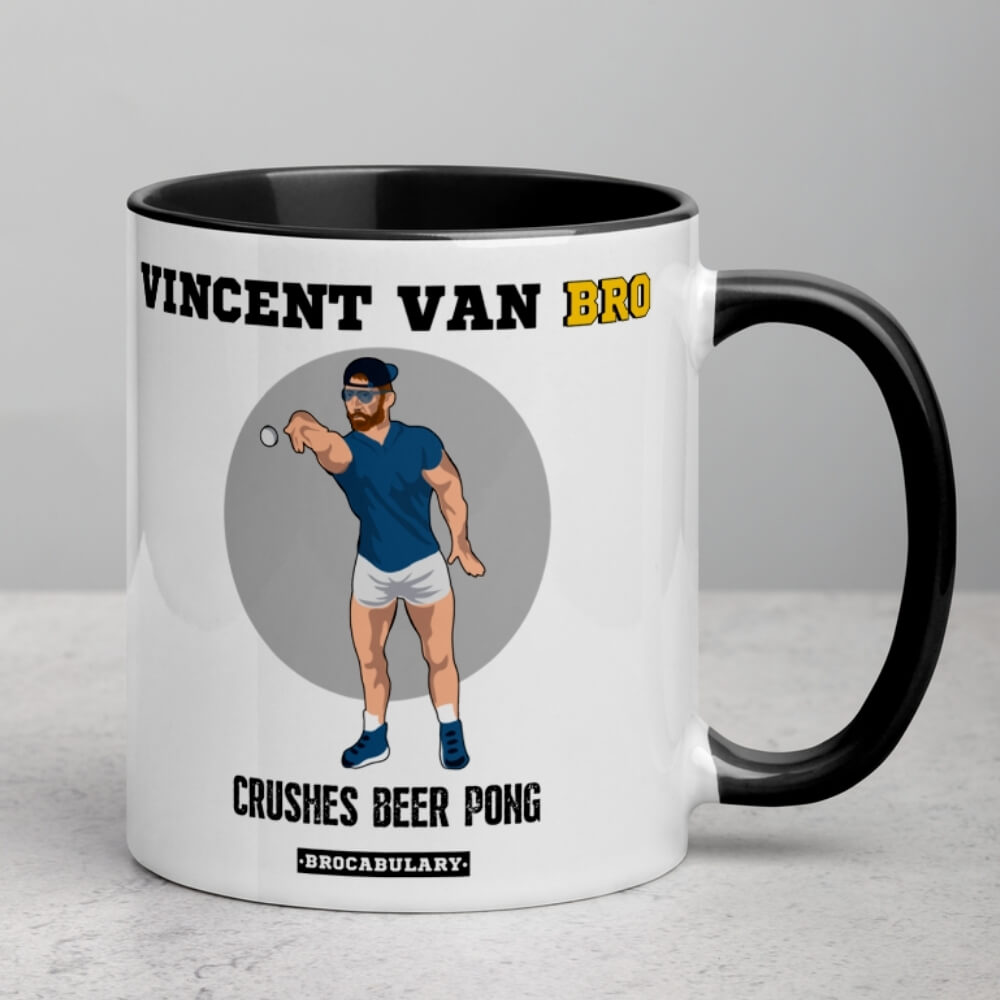 Vincent van BRO Crushes Beer Pong - Color Coffee Mug - Black