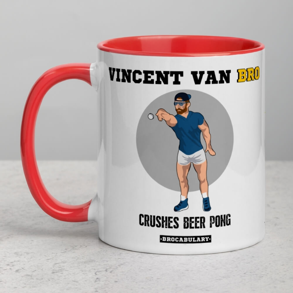Vincent van BRO Crushes Beer Pong - Color Coffee Mug - Red