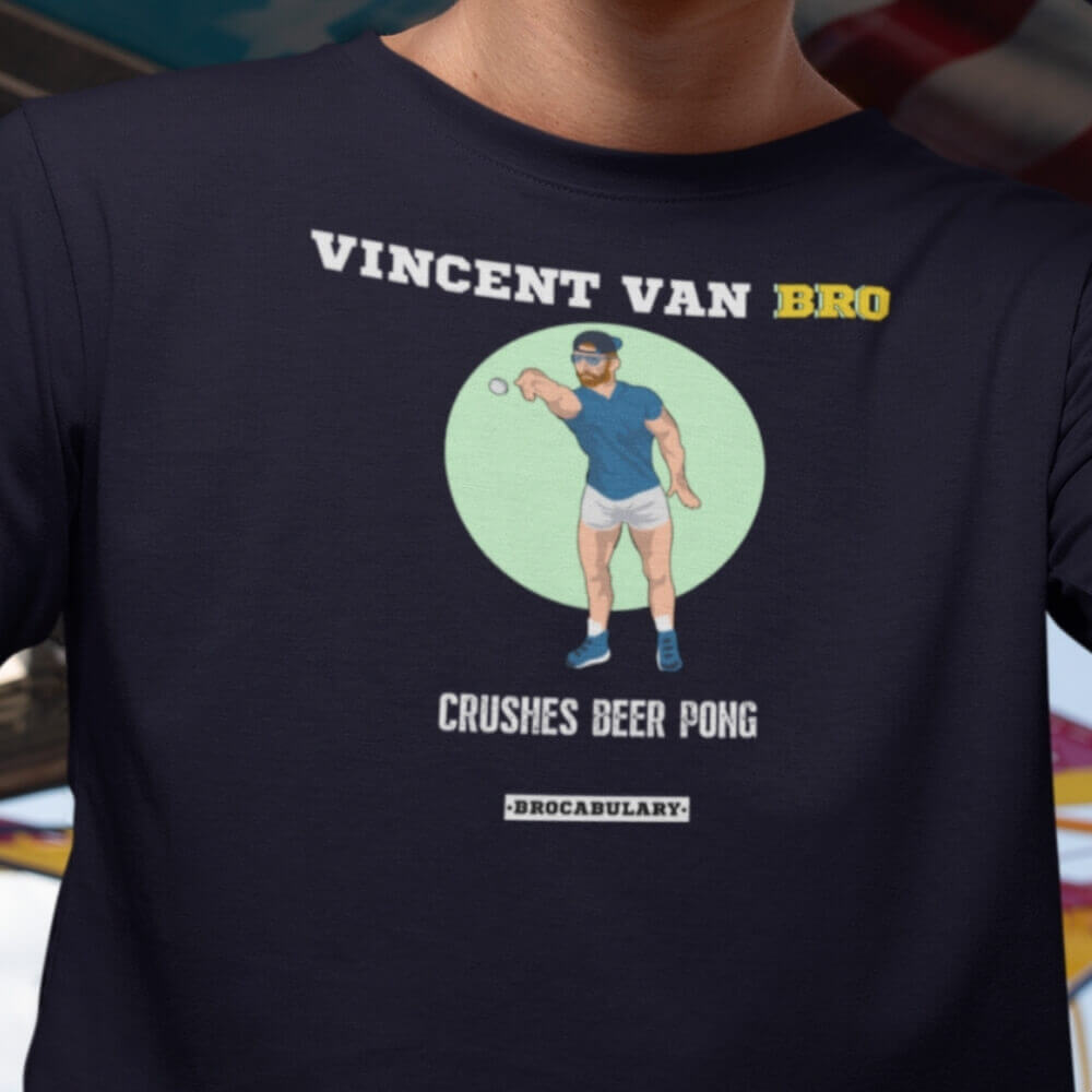 Vincent van BRO Crushes Beer Pong - Long Sleeve Shirt for Bros - Navy
