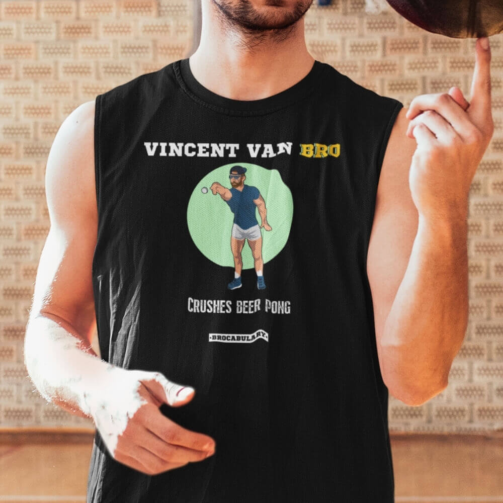 Vincent van BRO Crushes Beer Pong - Sleeveless Shirt for Bros - Black