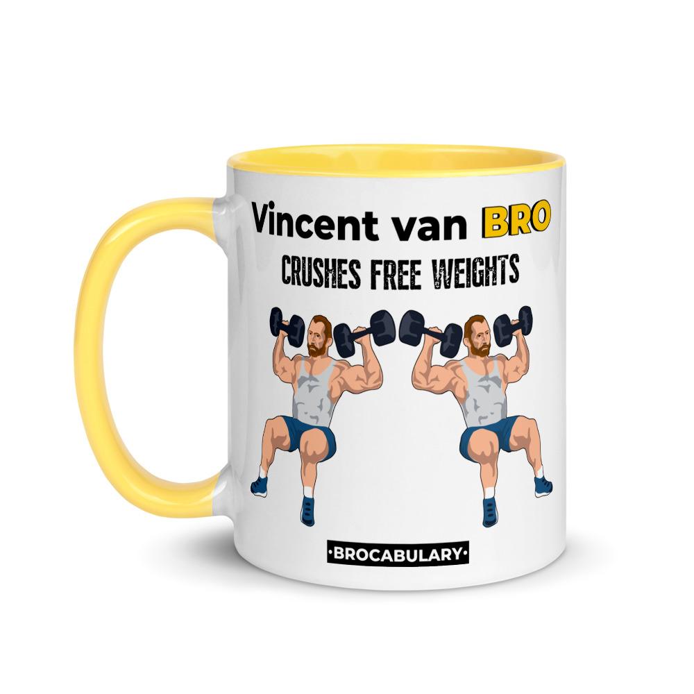 Yellow Color Coffee Mug for Bros - Vincent van BRO Crushes Free Weights
